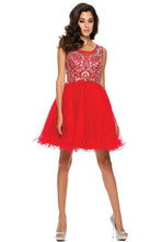 Load image into Gallery viewer, LA Merchandise LAT749 Beaded Hoco Party Cocktail Dress - RED - Formal Dress Shops