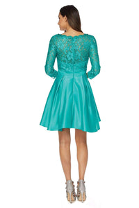 LA Merchandise LAT796 3/4 Sleeve Short Homecoming Party Dress - - Formal Dress Shops