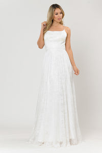 Long Formal Lace Gown- LAY8592 - Off White Ivory - LA Merchandise
