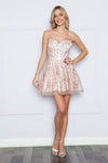 Load image into Gallery viewer, LA Merchandise LAY9192 Floral A-line Short Glitter Homecoming Dress - BLUSH - LA Merchandise
