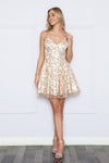 Load image into Gallery viewer, LA Merchandise LAY9194 Adjustable Straps Glitter V-Neck Homecoming Dress - CHAMPAGNE - LA Merchandise