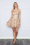 Load image into Gallery viewer, LA Merchandise LAY9196 Spaghetti Straps Glitter Mini Prom Dress - CHAMPAGNE - LA Merchandise