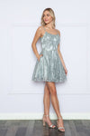 Load image into Gallery viewer, LA Merchandise LAY9196 Spaghetti Straps Glitter Mini Prom Dress - SILVER - LA Merchandise