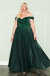 Load image into Gallery viewer, La Merchandise LAYW1112 Plus Size Off Shoulder Special Occasion Dress - EMERALD GREEN - LA Merchandise