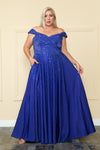 Load image into Gallery viewer, La Merchandise LAYW1112 Plus Size Off Shoulder Special Occasion Dress - ROYAL BLUE - LA Merchandise