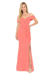 Load image into Gallery viewer, La Merchandise LN5206 Classy Red Carpet Off Shoulder Bridesmaids Dress - CORAL - LA Merchandise