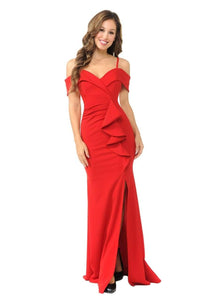 La Merchandise LN5206 Classy Red Carpet Off Shoulder Bridesmaids Dress - RED - LA Merchandise