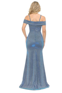 La Merchandise LN5213 Shiny Off Shoulder Long Stretchy Evening Gown - - LA Merchandise