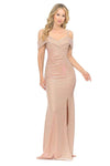 Load image into Gallery viewer, La Merchandise LN5213 Shiny Off Shoulder Long Stretchy Evening Gown - ORANGE - LA Merchandise