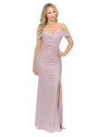 Load image into Gallery viewer, La Merchandise LN5213 Shiny Off Shoulder Long Stretchy Evening Gown - PINK - LA Merchandise