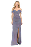 Load image into Gallery viewer, La Merchandise LN5213 Shiny Off Shoulder Long Stretchy Evening Gown - PURPLE - LA Merchandise