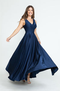 LA Merchandise LN5242 Stretchy Long Bridesmaids Dress W/ Side Pockets - - Dress LA Merchandise