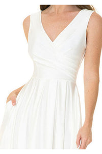 LA Merchandise LN5242B V-neck Stretchy Ivory Bridal Evening Gown - - LA Merchandise