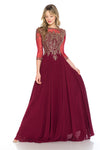 Load image into Gallery viewer, La Merchandise LN8171 Classy Embroidered Modest Long Sleeve MOB Gown - BURGUNDY - LA Merchandise