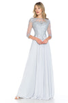 Load image into Gallery viewer, La Merchandise LN8171 Classy Embroidered Modest Long Sleeve MOB Gown - SILVER - LA Merchandise