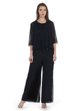 Load image into Gallery viewer, La Merchandise SF8844 Sleeveless Lace Top Chiffon Pants Set &amp; Jacket - BLACK - LA Merchandise