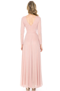 La Merchandise Simple Long Sleeve Modest Bridesmaids Dress- LN5234 - - LA Merchandise