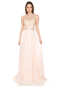 La Merchandise Sleeveless Embroidered Evening MOB Dress - LN8169 - BLUSH - LA Merchandise