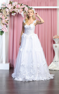 Sleeveless Floral Bridal Gown - LA157B