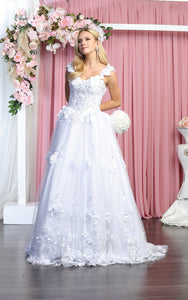 Sleeveless Floral Bridal Gown - LA157B - - LA Merchandise