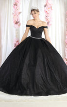 Load image into Gallery viewer, La Merchandise LA176 Glitter Off the Shoulder Quinceanera Ball Gown - BLACK - LA Merchandise