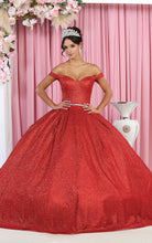 Load image into Gallery viewer, La Merchandise LA176 Glitter Off the Shoulder Quinceanera Ball Gown - RED - LA Merchandise