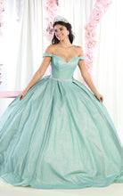 Load image into Gallery viewer, La Merchandise LA176 Glitter Off the Shoulder Quinceanera Ball Gown - SAGE - LA Merchandise