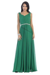 La Merchandise LA1400 Sleeveless Chiffon Simple Bridesmaids Dresses - EMERALD GREEN - LA Merchandise
