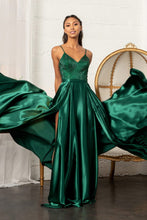 Load image into Gallery viewer, La Merchandise LAS3040 Satin Open Back V-Neck Long Formal Prom Dress - - LA Merchandise