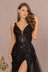 La Merchandise LAS3119 Dual Straps Sheer Bodice Prom Gown - - LA Merchandise