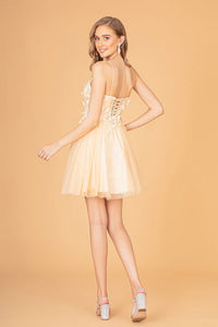 La Merchandise LASGS3090 Floral Short Graduation Party Corset Dress - - LA Merchandise
