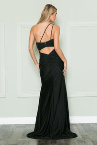 La Merchandise LAY8914 Sexy Stretchy One Shoulder Prom Dress w/ Slit - - LA Merchandise