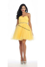 Load image into Gallery viewer, La Merchandise LA1283 Strapless Short Mesh Homecoming Party Dress - Yellow - LA Merchandise