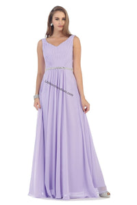La Merchandise LA1400 Sleeveless Chiffon Simple Bridesmaids Dresses - LILAC - LA Merchandise