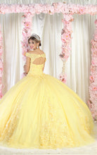 Load image into Gallery viewer, La Merchandise LA160 Floral Applique Off Shoulder Glitter Ball Gown - - LA Merchandise