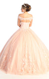 Load image into Gallery viewer, La Merchandise LA160 Floral Applique Off Shoulder Glitter Ball Gown - - LA Merchandise