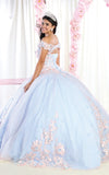 Load image into Gallery viewer, La Merchandise LA160 Floral Applique Off Shoulder Glitter Ball Gown - - LA Merchandise