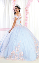 Load image into Gallery viewer, La Merchandise LA160 Floral Applique Off Shoulder Glitter Ball Gown - - LA Merchandise