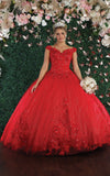 Load image into Gallery viewer, La Merchandise LA160 Floral Applique Off Shoulder Glitter Ball Gown - - LA Merchandise