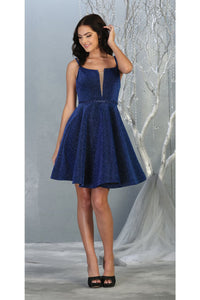La Merchandise LA1697 Short Sleeveless A-Line Homecoming Dress - ROYAL - LA Merchandise