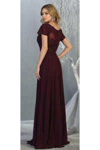 La Merchandise LA1763 Classic Short Sleeve Mother Of Bride Formal Gown - - LA Merchandise
