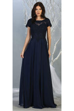 Load image into Gallery viewer, La Merchandise LA1763 Classic Short Sleeve Mother Of Bride Formal Gown - NAVY BLUE - LA Merchandise