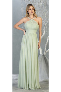 La Merchandise LA1769 Simple Chiffon Long Bridesmaids Evening Gowns - SAGE - Dresses LA Merchandise