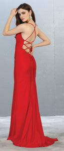 La Merchandise LA1820 Long Simple Sexy Open Back Stretchy Prom Dress - - LA Merchandise
