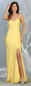 La Merchandise LA1820 Long Simple Sexy Open Back Stretchy Prom Dress - Yellow - LA Merchandise