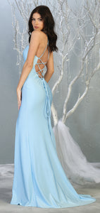 La Merchandise LA1820 Long Simple Sexy Open Back Stretchy Prom Dress - - LA Merchandise