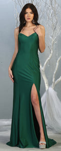 La Merchandise LA1820 Long Simple Sexy Open Back Stretchy Prom Dress - Hunter Green - LA Merchandise