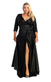 Load image into Gallery viewer, La Merchandise LA1852 Long Sleeve V-Neck Mother Of The Bride Dress - BLACK - LA Merchandise