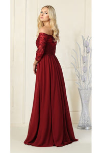 La Merchandise LA1853 Formal Off Shoulder Long Mother of Bride Dress - - LA Merchandise