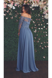 La Merchandise LA1853 Formal Off Shoulder Long Mother of Bride Dress - - LA Merchandise